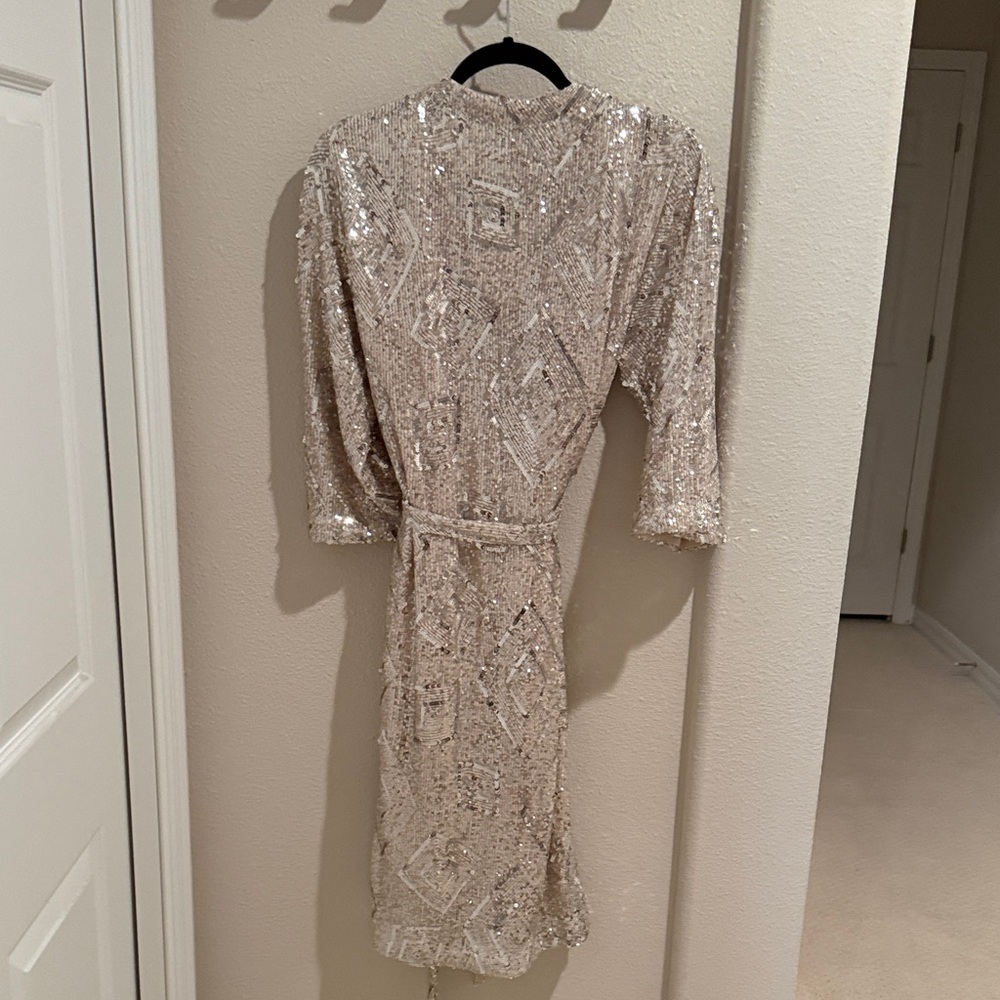 Skies Are Blue Sequin Jacket in Champagne - Picture 6 of 6